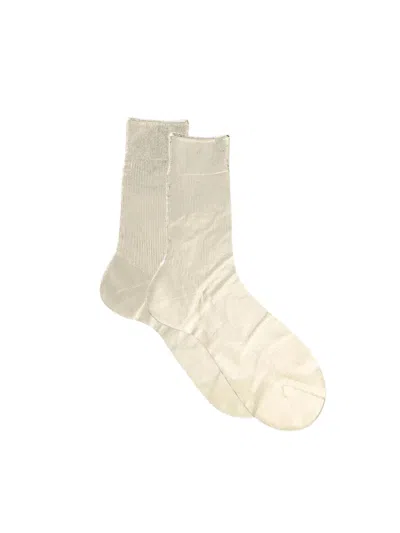 Maria La Rosa One Ribbed Laminated Socks In Neutral