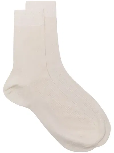 Maria La Rosa One Ribbed Socks In Neutral
