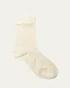 Maria La Rosa Piercing Ribbed Pearly-embellished Silk Socks In Jeans 1000