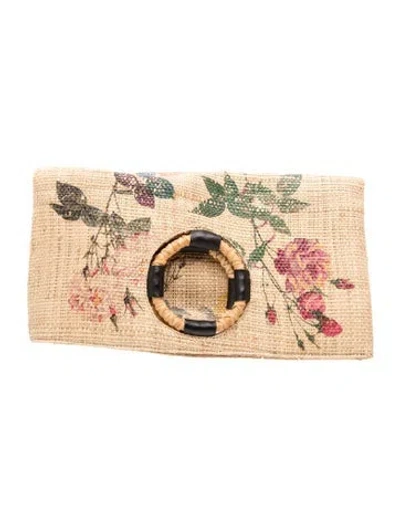 Pre-owned Maria La Rosa Raffia Clutch In Neutral