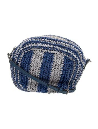 Pre-owned Maria La Rosa Raffia Crossbody Bag In Blue