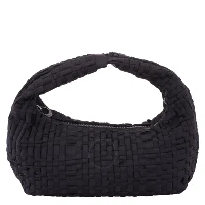 Maria La Rosa Rebirth Woven Ribbon Top-handle Bag In Black