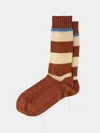 Maria La Rosa Ribbed Cashmere And Silk Striped Socks One Size  Abask Luxury Gift In  Brown