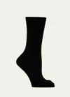 Maria La Rosa Ribbed Cashmere Crew Socks In Black