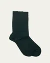 Maria La Rosa Ribbed Cashmere Crew Socks In Green