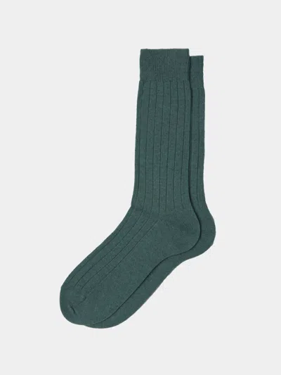 Maria La Rosa Ribbed Cashmere Socks  Abask Luxury Gift In Green
