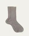 Maria La Rosa Ribbed Organic Cotton Crew Socks In Sabbia Melange Nl001