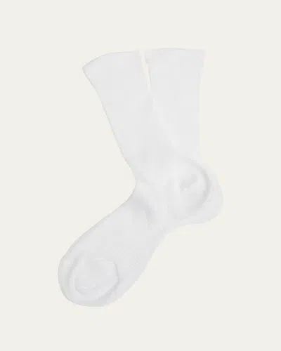 Maria La Rosa Ribbed Organic Cotton Crew Socks In White
