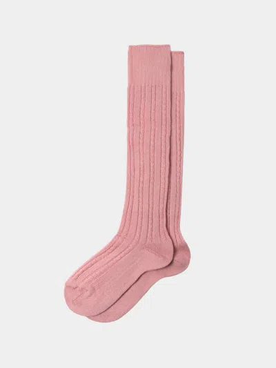 Maria La Rosa Scotland Cashmere Knee-high Socks  Abask Luxury Gift In Pink