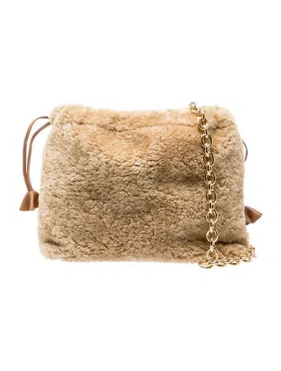 Pre-owned Maria La Rosa Shearling Shoulder Bag In Neutral