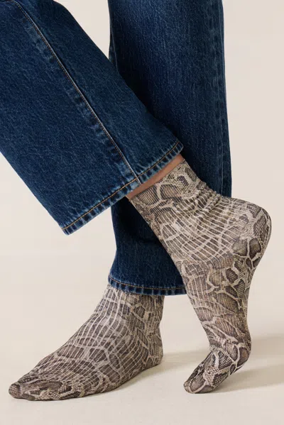 Maria La Rosa Snake Socks In Brown
