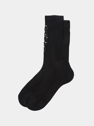 Maria La Rosa Stars Silk-blend Mid-calf Socks  Abask Luxury Gift In Black