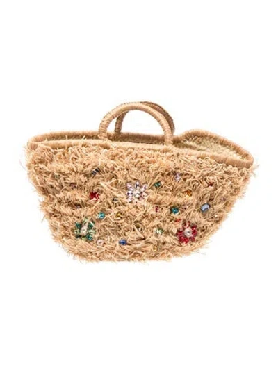 Pre-owned Maria La Rosa Straw Minaudière W/ Tags In Neutral