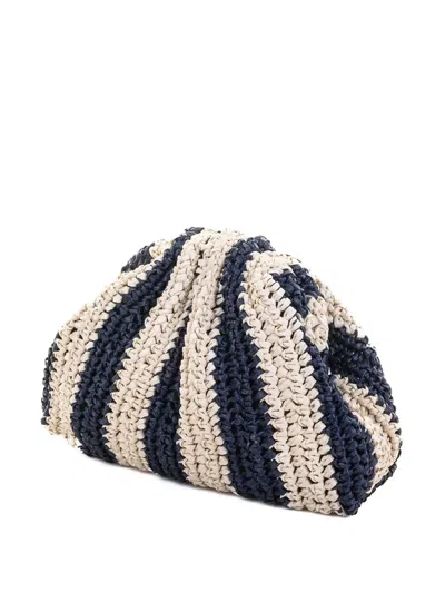 Maria La Rosa Striped-pattern Crochet Clutch Bag In Blue