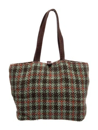 Pre-owned Maria La Rosa Tweed Tote In Brown
