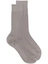 Maria La Rosa Ribbed Organic Cotton Crew Socks In Gray