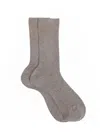 Maria La Rosa Ribbed Organic Cotton Crew Socks In Light Grey