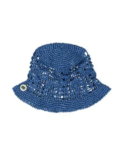 Maria La Rosa Woman Hat Navy Blue Size Onesize Textile Fibers