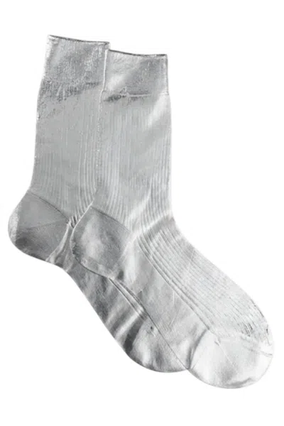 Maria La Rosa Women's Laminated One Socks In Silver In Gray
