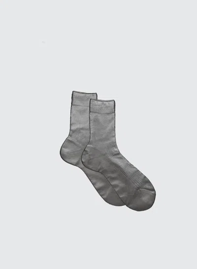 Maria La Rosa Women's One Ribbed Laminated Metallic Socks In Fumo In Multi