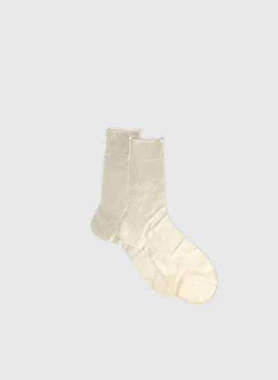 Maria La Rosa Women's One Ribbed Laminated Metallic Socks In Platino In Neutral