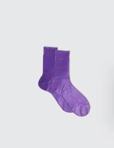 Maria La Rosa Women's One Ribbed Laminated Metallic Socks In Violet In Blue