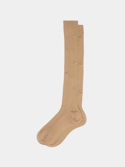 Maria La Rosa Women's Rhinestone-embellished Cashmere And Silk Socks One Size In Brown