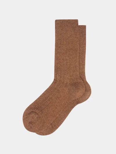 Maria La Rosa Women's Ribbed Cashmere Socks One Size In Brown