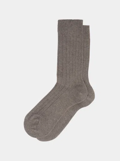 Maria La Rosa Women's Ribbed Cashmere Socks One Size In Gray