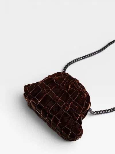 Maria La Rosa Women's Velvet Mini Game Clutch Bag In Brown