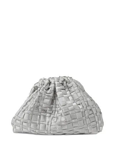 Maria La Rosa Woven Clutch Bag In Silver