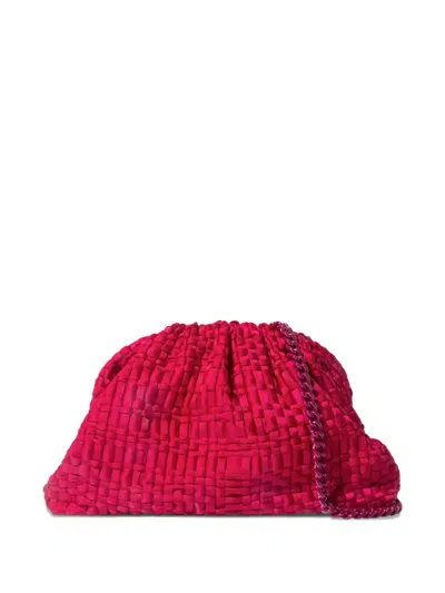 Maria La Rosa Woven-texture Chain-strap Clutch Bag In Red