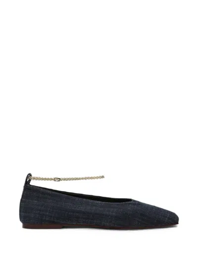Maria Luca Chain-detail Square-toe Ballet Flats In Black