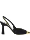 Maria Luca Eleonora Leather Metal-toe Slingback Pumps In Black