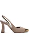 Maria Luca 90mm Slingback Metal-toe Pumps In Neutral