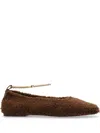 Maria Luca Augusta Faux Fur Ankle-chain Ballerina Flats In Brown