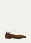 Maria Luca Augusta Faux Fur Ankle-chain Ballerina Flats In Dark Brown
