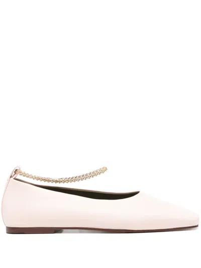Maria Luca Augusta Leather Ballerina Shoes In Nude & Neutrals