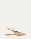 Maria Luca Augusta Linen Ankle-chain Ballerina Flats In Natural
