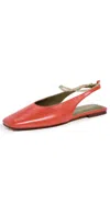 Maria Luca Augusta Leather Ankle-chain Ballerina Flats In Bright Red