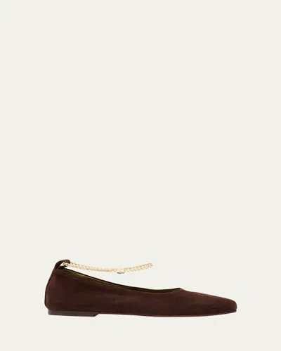 Maria Luca Augusta Suede Chain Ankle-strap Ballerina Flats In Multi
