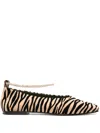 Maria Luca Augusta Zebra Print Ballet Flats In Cammello Nero
