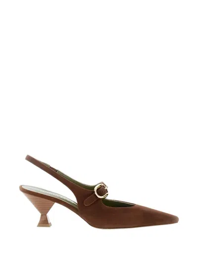 Maria Luca Brown Natalia Open Back Hourglass Heels
