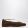 Maria Luca Augusta Faux Fur Ankle-chain Ballerina Flats In Brown