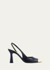 Maria Luca Eleonora Leather Metal-toe Slingback Pumps In Black