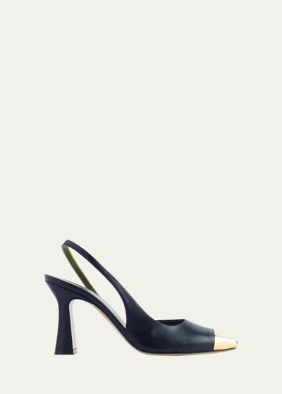 MARIA LUCA ELEONORA LEATHER METAL-TOE SLINGBACK PUMPS