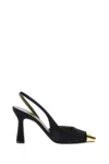 Maria Luca Eleonora Leather Metal-toe Slingback Pumps In Black