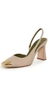 Maria Luca Eleonora Metal Toe Cap Slingback Pumps Natural In Natural