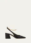 Maria Luca Ilaria Leather Chain Slingback Pumps In Black