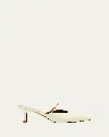 Maria Luca Leather Chain Kitten Mule Pumps In Natural